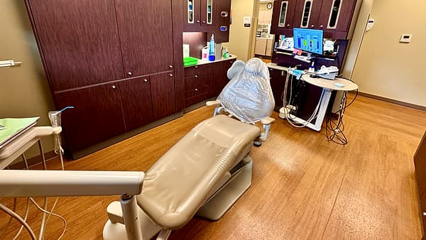 A dental chair in a dentist office in North Carolina, United States