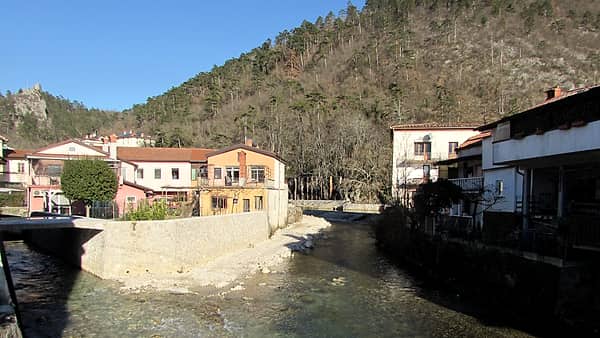 Confluence of two Vipava rivers headwaters near the Tabor bridge in Vipava