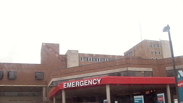 The emergency room entrance of Parkview Hospital in Fort Wayne, Indiana