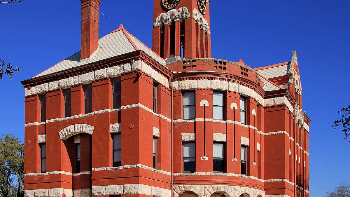 The Lee County, Texas courthouse in, Giddings, Texas, United States