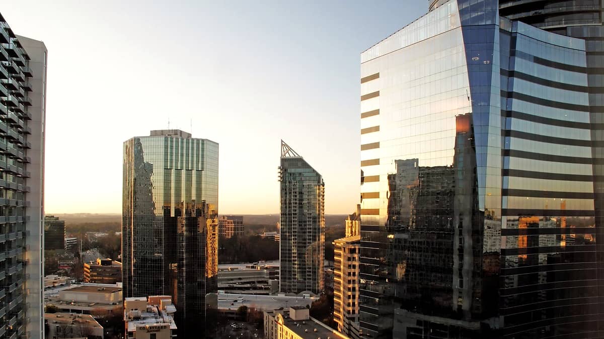 Buckhead Atlanta as seen from the Club lounge on the 21st floor at the Intercontinental Hotel Buckhead Atlanta Georgia
