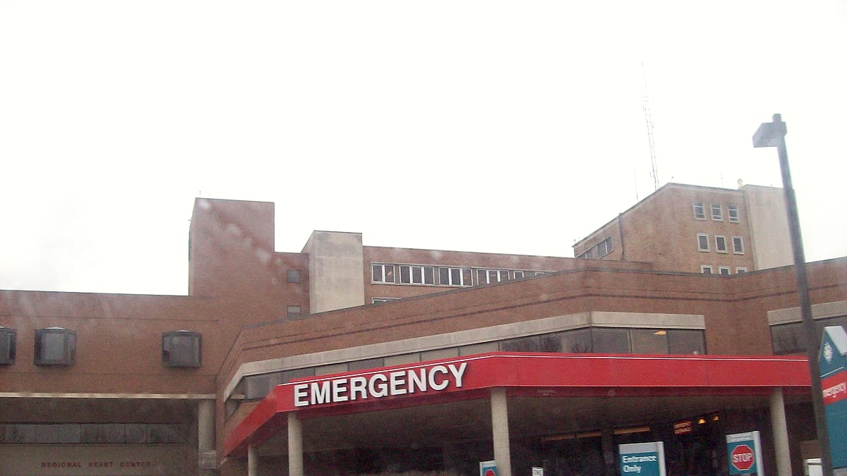 The emergency room entrance of Parkview Hospital in Fort Wayne, Indiana