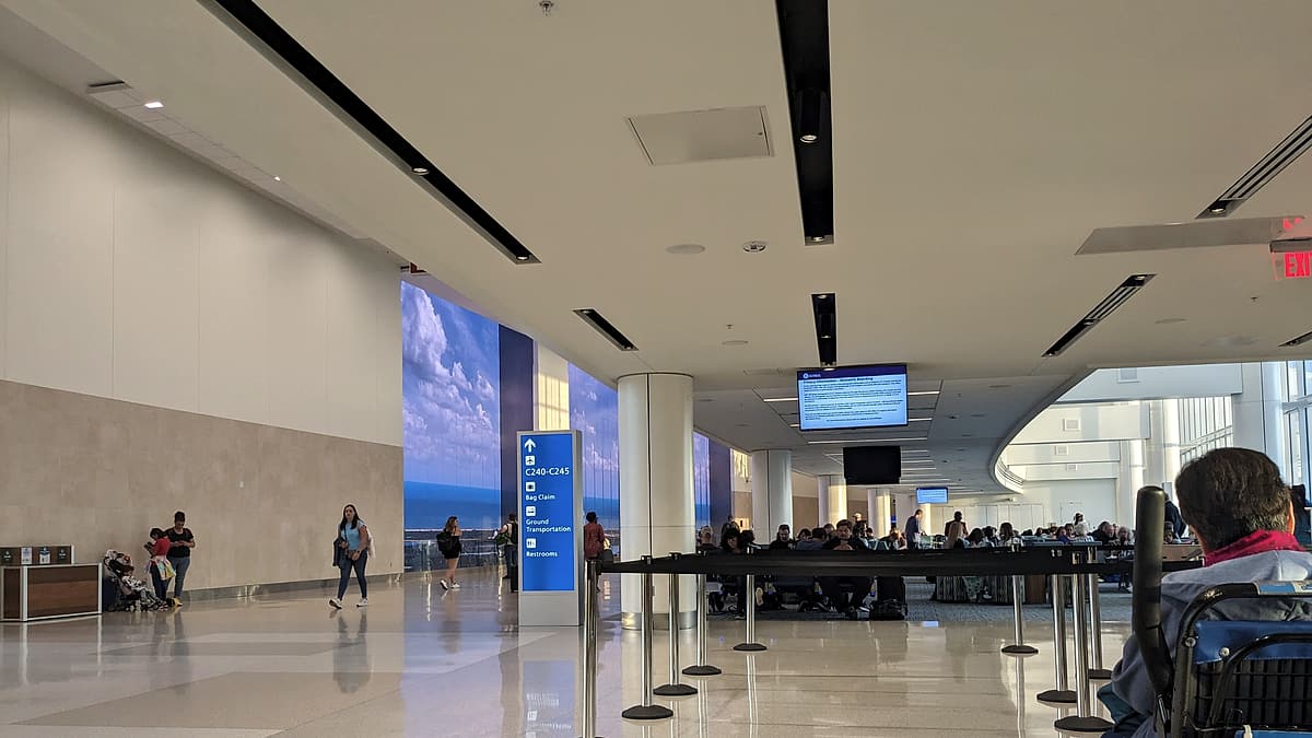 A view of Terminal C from a seating area near the gates for Norse Airlines (C240-245)