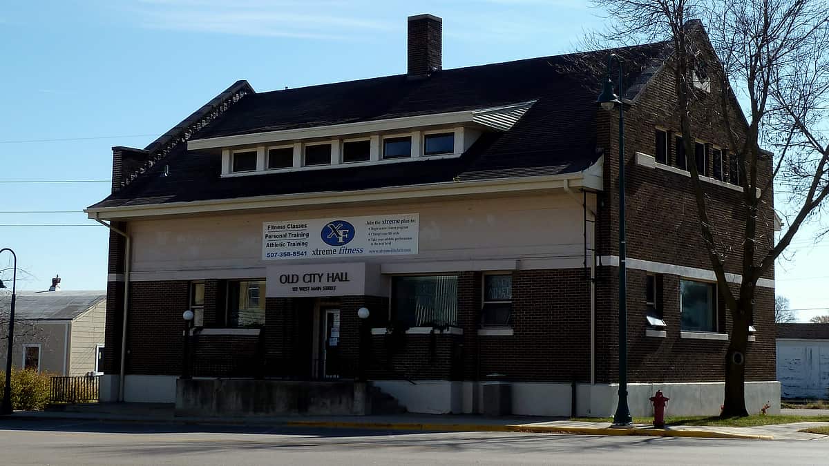The Kasson Municipal Building in Kasson, Minnesota, a small civic building fronting the street